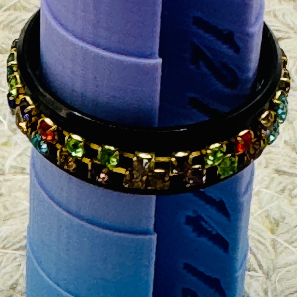 Multi-Color Rhinestone Spinner Ring - image 1